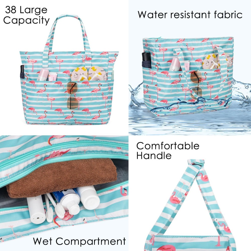 女性用ビーチバッグ 防水防砂 レディーストートバッグ、ジッパ - Women Bags Large のレビューと価格