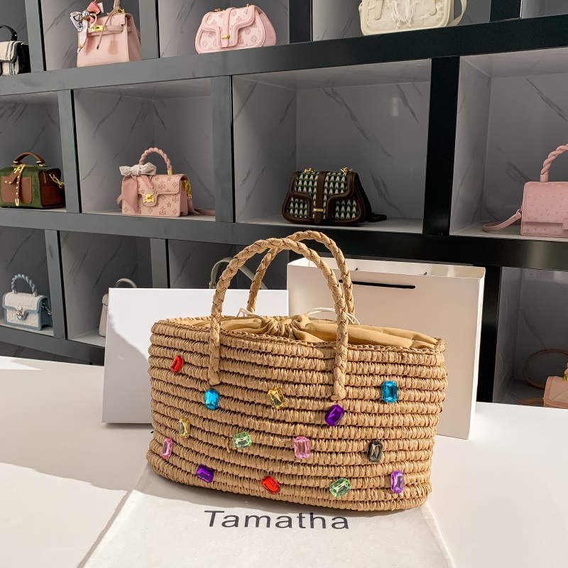 女性のための手作りの夏のストロー,大きなバッグ,光沢のあるラ - Women'S Bags Holiday のレビューと価格