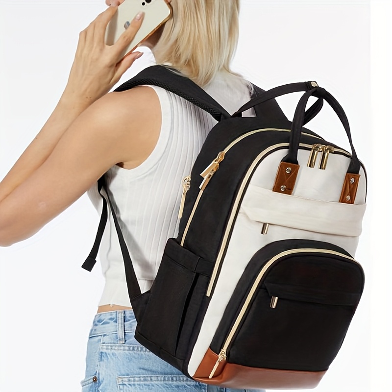 女性用ツートンカラーのノートパソコン用バックパック、防水仕様 - Womens Backpack のレビューと価格