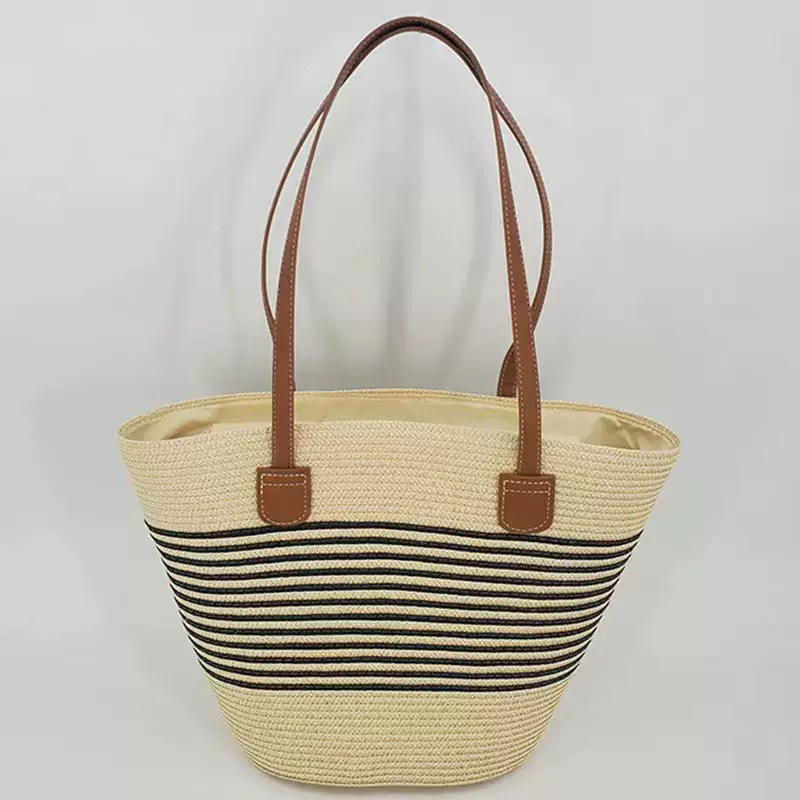 CLAREGQI レディース ストライプストロートートバッグ - Woven Straw Bag のレビューと価格