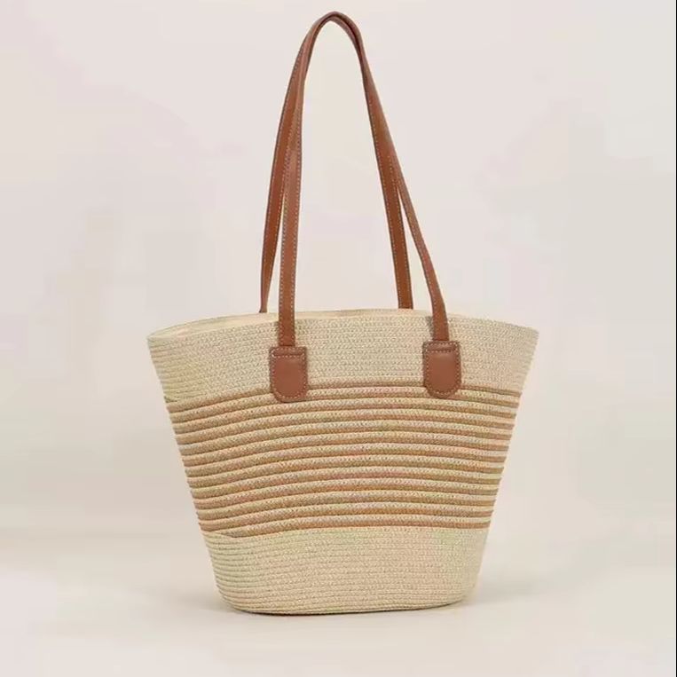 CLAREGQI レディース ストライプストロートートバッグ - Woven Straw Bag のレビューと価格