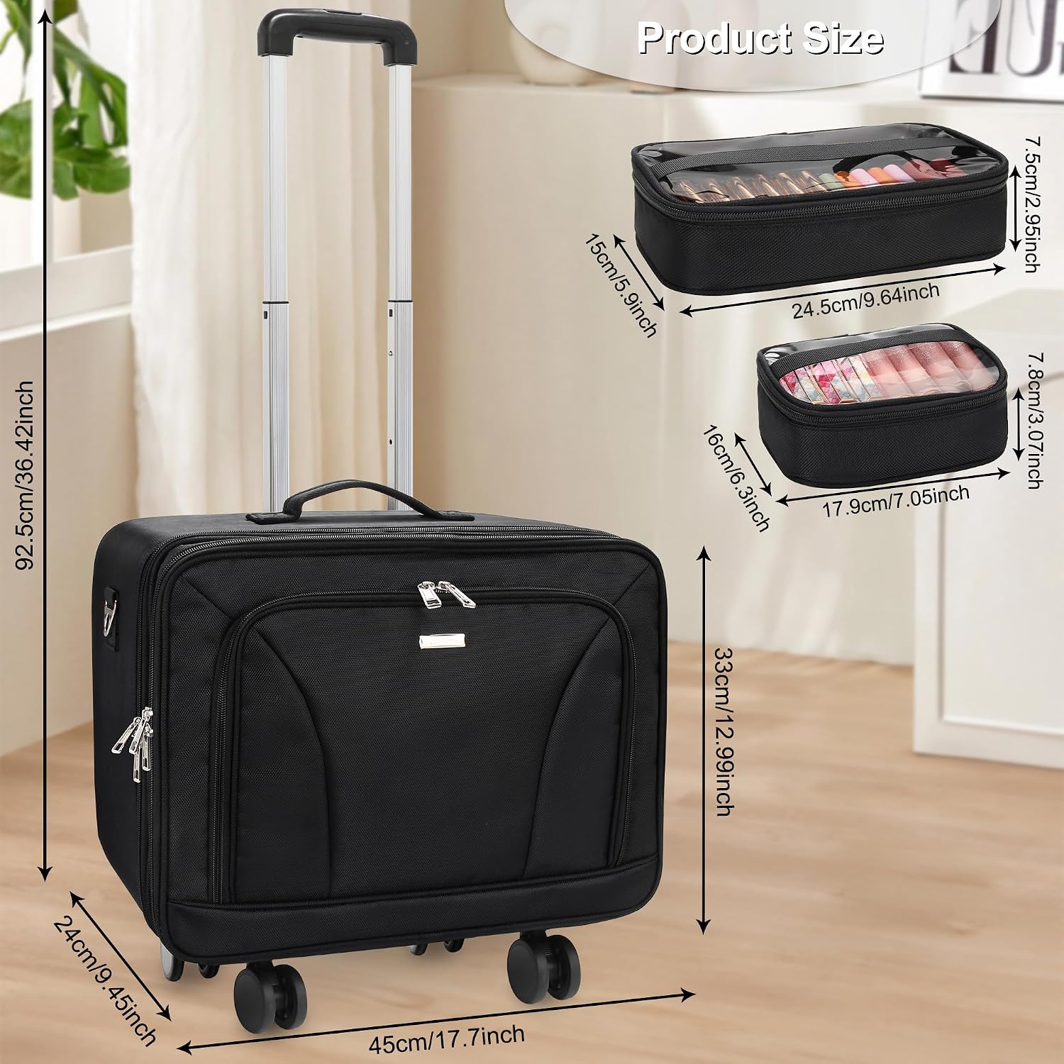 特大サイズの回転式メイクアップトラベルトレインケース（360 - Women Bags For Travel のレビューと価格