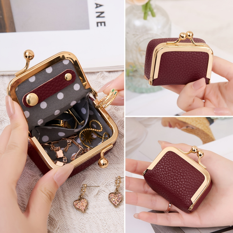 ミニレザーコインケース – ゴールドクラスプ付き、女性用の小 - Women Bags With Wallet のレビューと価格