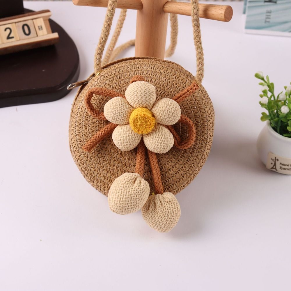 カジュアル手作り編みわらバッグ花の形ジッパー収納バスケット無 - Woven Straw Bag のレビューと価格