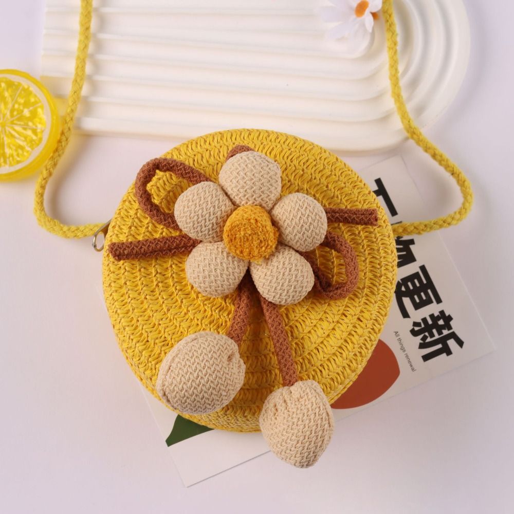 カジュアル手作り編みわらバッグ花の形ジッパー収納バスケット無 - Woven Straw Bag のレビューと価格