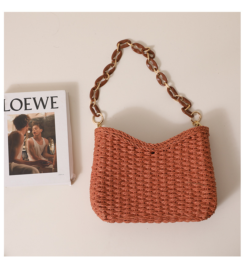 女性用麦わらバッグ：ビーチでの休暇に最適な無地ショルダーバッ - Woven Straw Bag のレビューと価格
