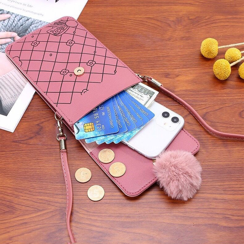 かわいい漫画柄のタッチスクリーン対応スマホバッグ 女性用 - - Women Bags With Wallet のレビューと価格