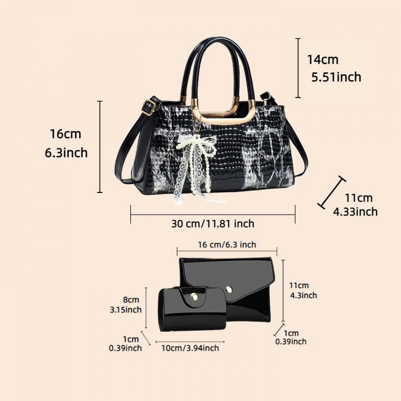レディースハンドバッグセット、クロコダイル柄イブニングクラッ - Women Bags For Party のレビューと価格