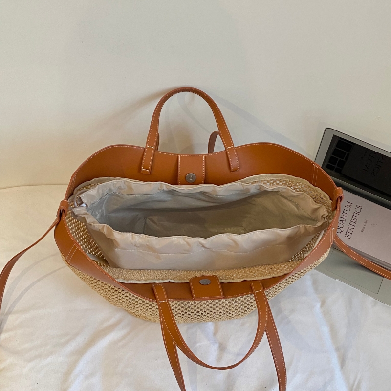 Vsperブランドのストローニットビッグトートバッグ、女性用 - Woven Straw Bag のレビューと価格
