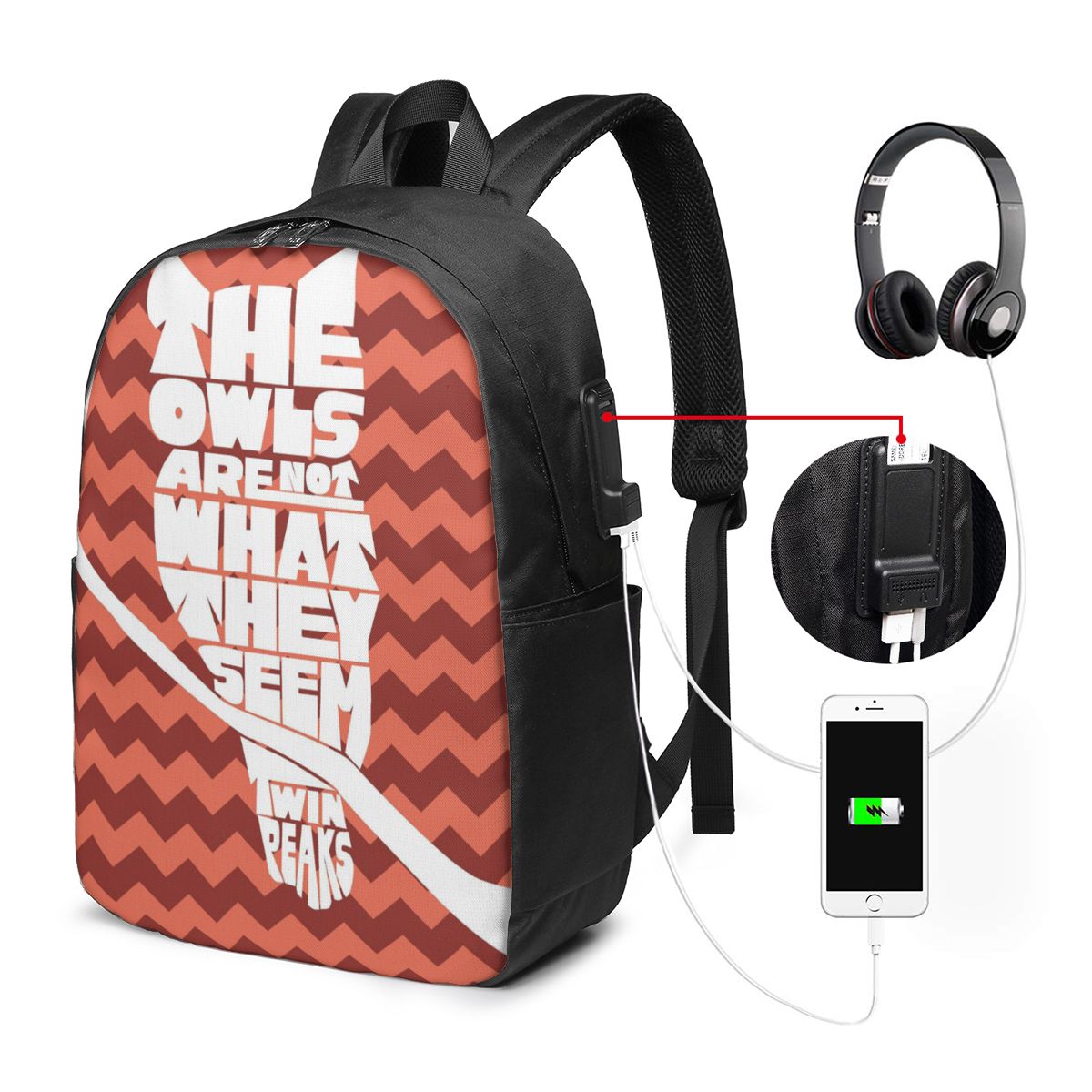 ツインピークスレッドルームバックパック旅行ノートブックバッグ - Women Bags For College のレビューと価格