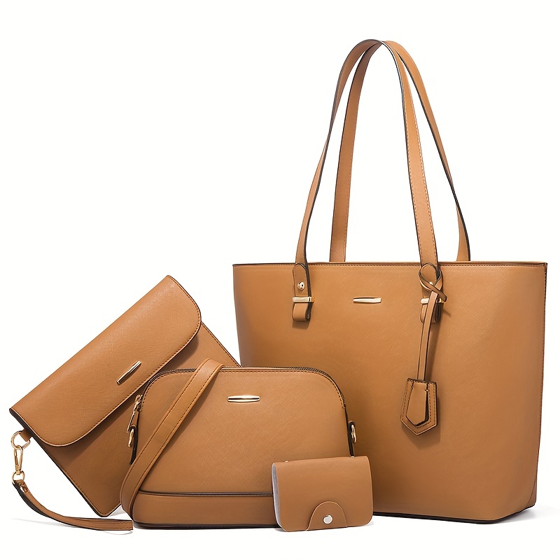 4点セット ファッション レディースバッグセット 無地 トー - Women Bags Gift のレビューと価格