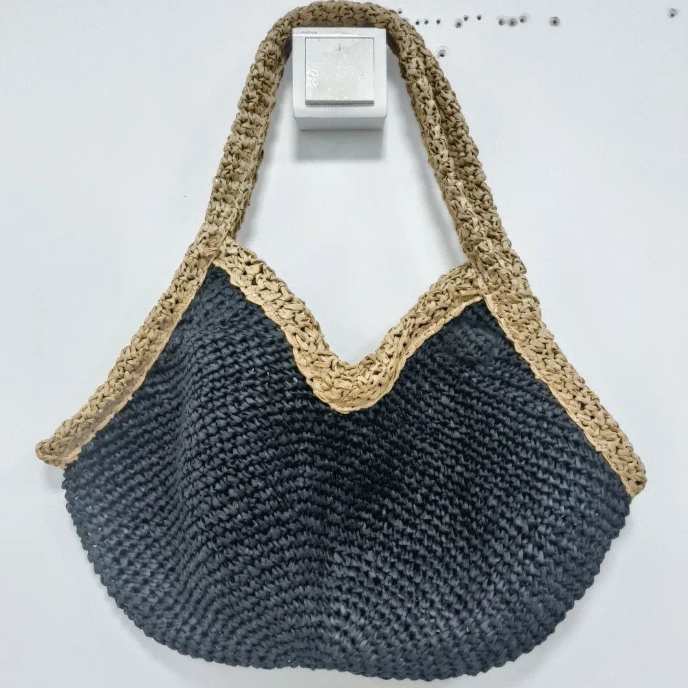 夏の新作手織りハンドバッグ大容量ビーチバケーションショルダー - Woven Straw Bag のレビューと価格
