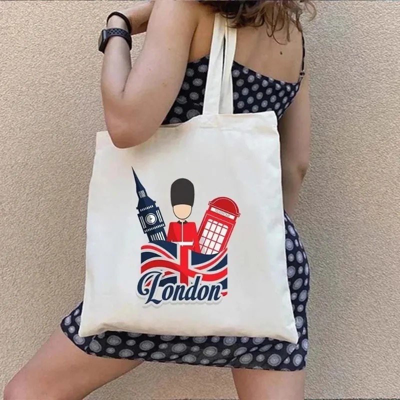 ロンドン英国パリ印刷レディースキャンバストートカジュアルアニ - Women Bags In Uk のレビューと価格