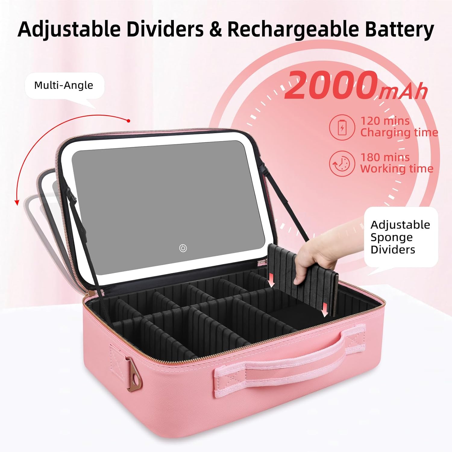 大容量メイクアップバッグ 15インチ×11インチ LEDミラ - Women Bags Large のレビューと価格