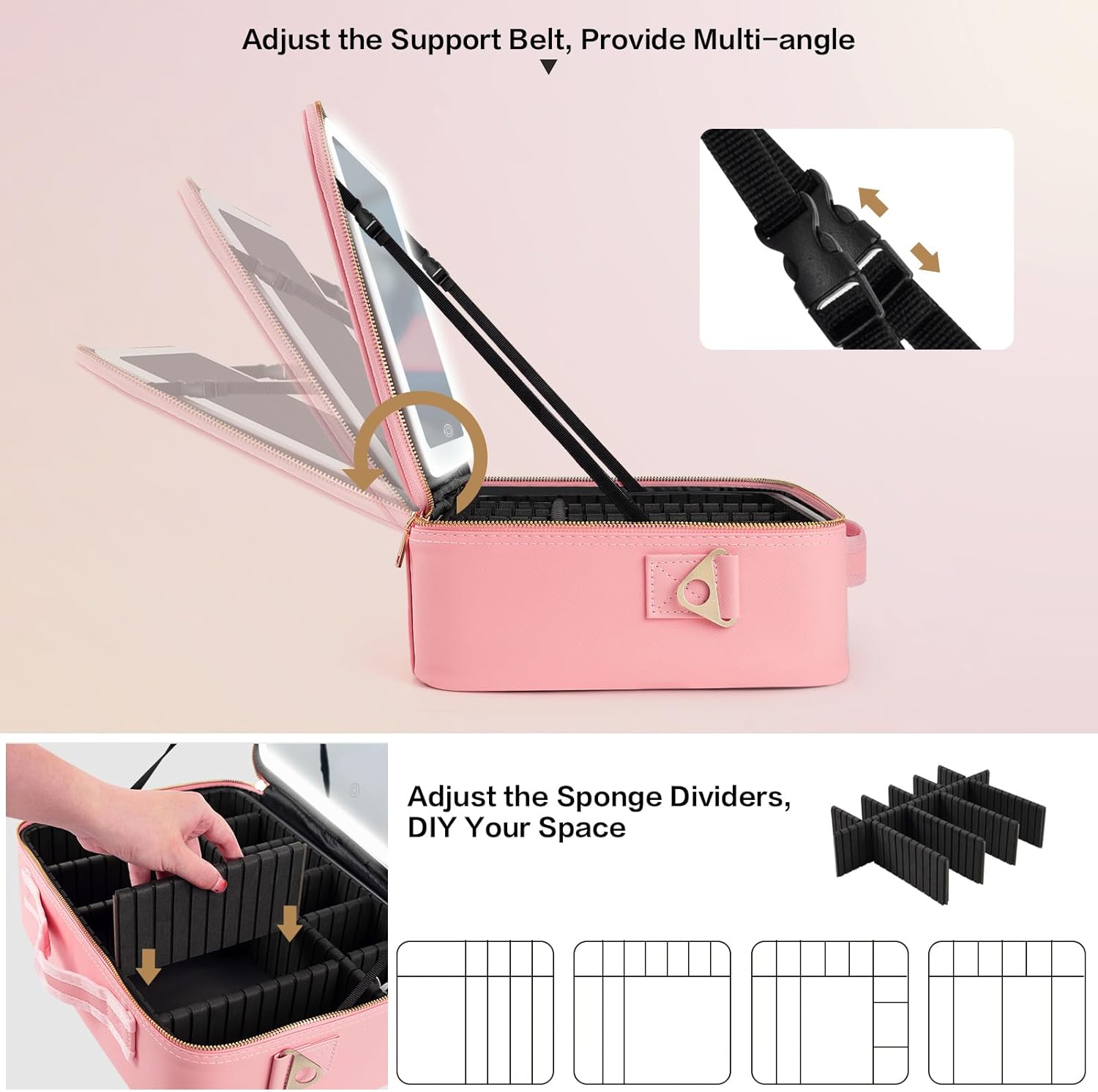 大容量メイクアップバッグ 15インチ×11インチ LEDミラ - Women Bags Large のレビューと価格