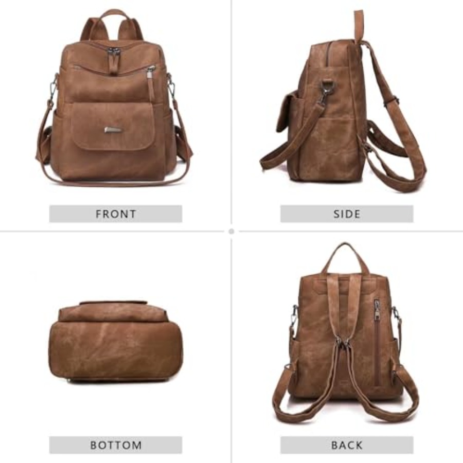 PUレザーバックパック財布女性用ファッション多目的デザインハ - Women Bags Leather のレビューと価格