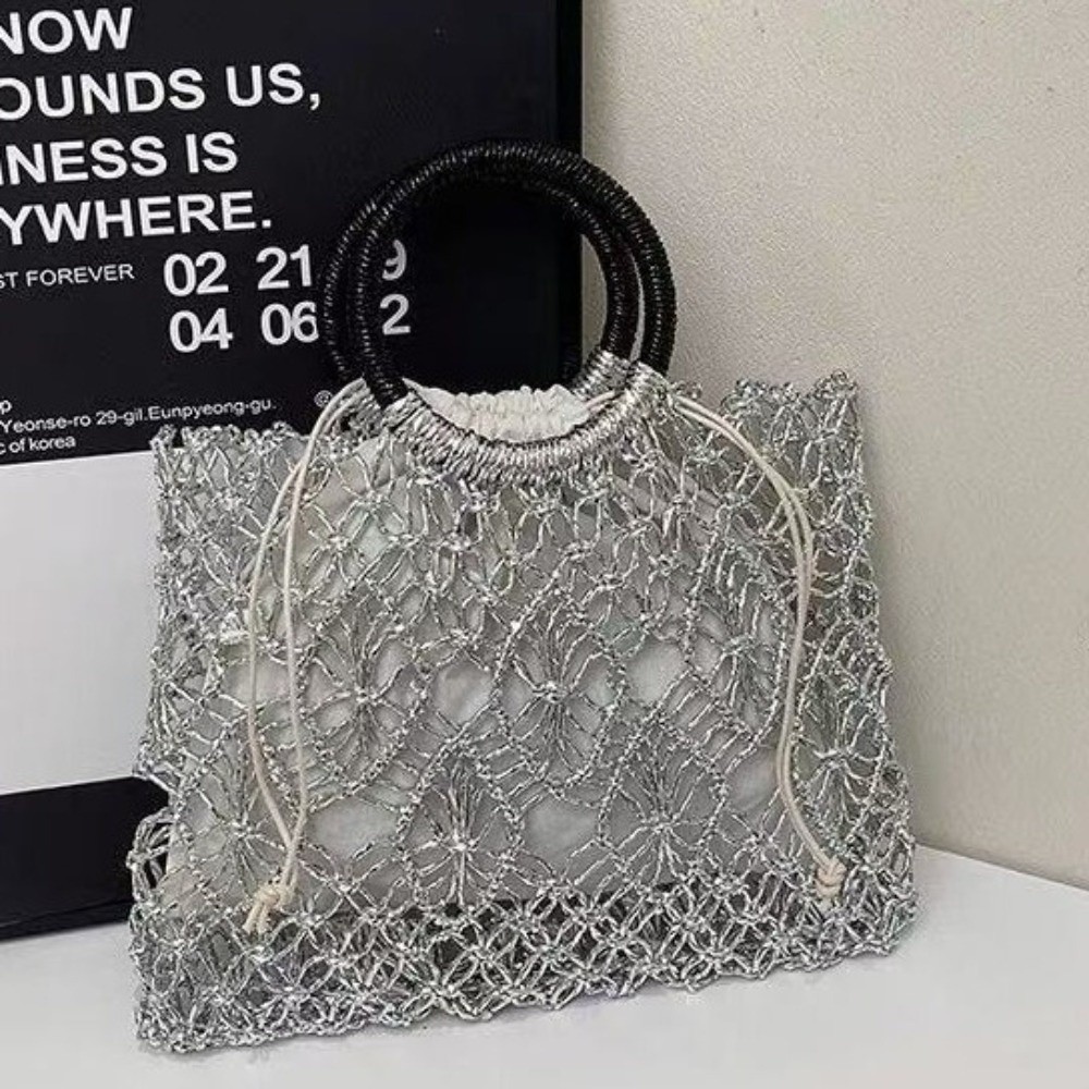 織り込み中空デザインハンドバッグ スクエア型 軽量トップハン - Women'S Bags Holiday のレビューと価格